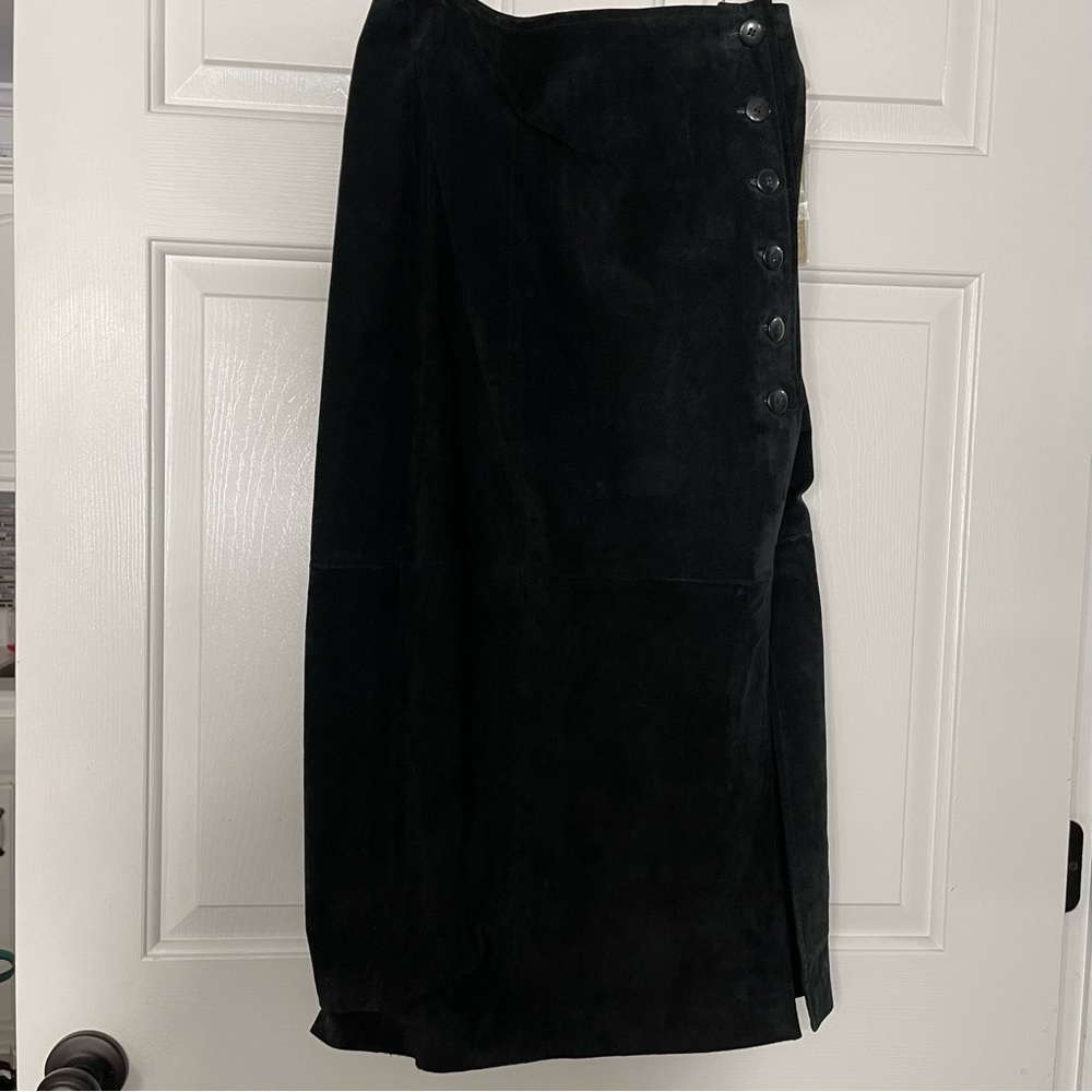 🆕 Vintage Global Identity Black Suede Long Skirt - Size 9/10